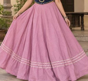 Flowy Pink Skirt with Embellished Border
