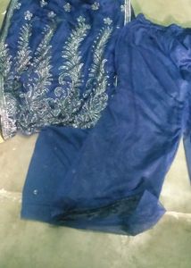Blue Colour Bhoot He Khubsurt Cut Daana Work Plazo