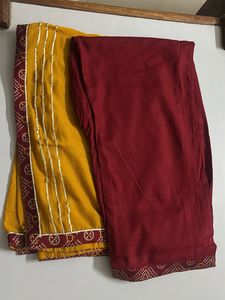 Maroon Ethnic Kurta Set with Embellished Neckline