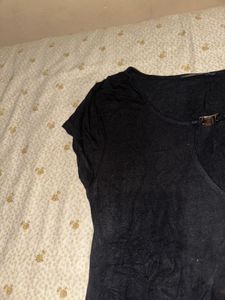 Chic Black Ruched Tunic Top