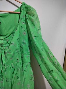 Sheer Floral Print Ruched Top