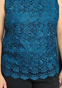 Elegant Teal Lace Sleeveless Top