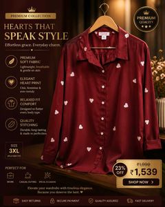 Cute Heart Print Red Shirt
