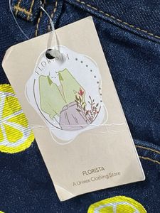 Cute Lemon Print Denim Skirt