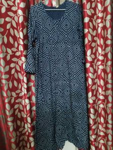 Stylish Blue & White Geometric Print Kurta