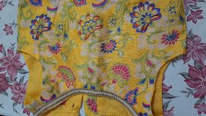 Girls Magenta Floral Embroidered Top With Sharara