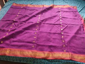 Vibrant Purple Saree with Gold Polka Dots
