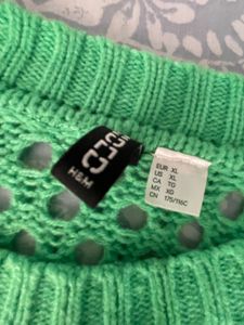 h&amp;m Green Crochet Knit Sweater