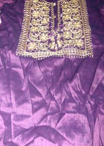 Embroidered Purple Silk Kurta