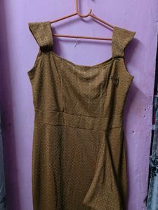 XXL size Elegant Mustard Ruffled Maxi Dress