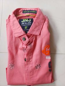 Boys Red Printed Shirt