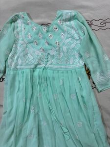 Mint Green Chikankari Gown