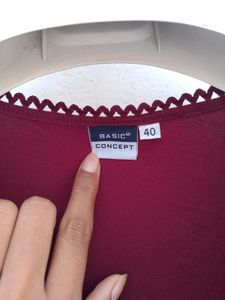 Maroon Sheer Sleeve Top