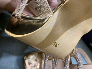 Sparkling Embellished Gold Heels