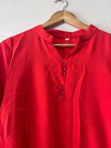 Statement Diamond studded buttons Orange Boxy Top