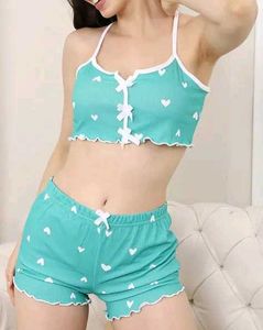 Shein Spaghetti Strap Novelty Print Curled HemTop