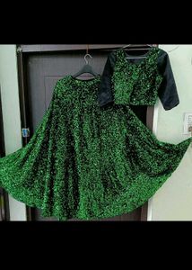 Sparkling Green Sequin Lehenga Choli Set