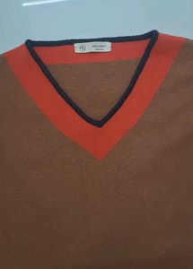 Brown V-Neck Long Sleeve Top