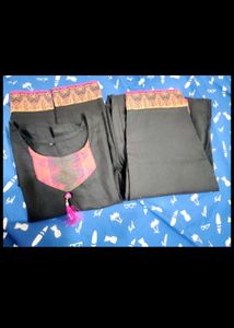 Black 🖤 Kurta And Pant Set 🎉free Gift 😲