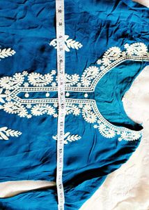 Teal Chikankari Rayon Kurta