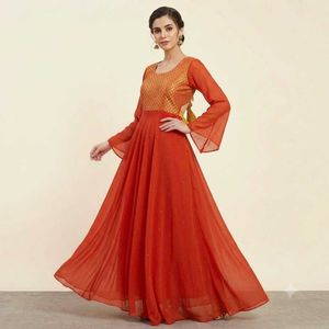 Elegant Orange Ethnic Gown