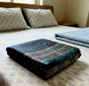 Pure Silk Teal Floral Print Saree