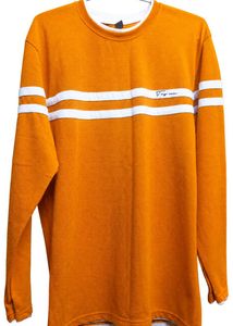 Orange Full Sleeves Tshirt with white stripes