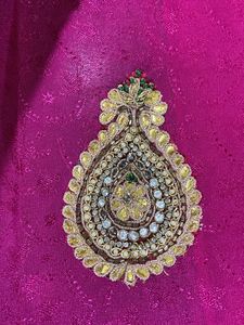 Designer Handwork Pink And Green Saree