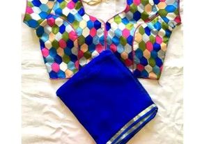 Blue saree n ready blouse