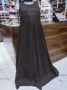 Elegant Brown Maxi Dress with dupatta