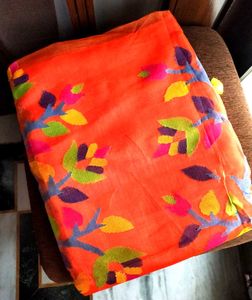 Premium Tissue blend Orange Saree
