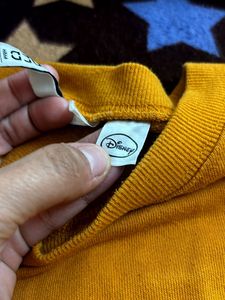 Mustard Sweet Shirt With Orange Crochet Top