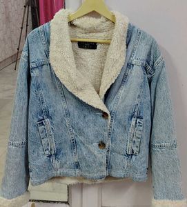 Denim Jacket with Faux Fur