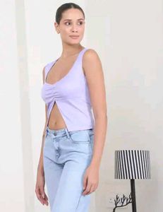 Shein Lavender Cut Out Sleeveless Top