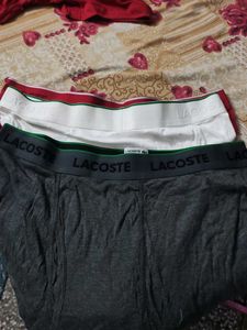 3 Lacoste White red grey  Boxer Briefs Brand new .