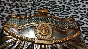 Vintage Metallic Clutch Bag with Rhinestones