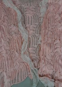 Pink Lace Trim Knit Cardigan