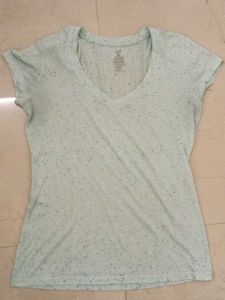 Light Green Speckled V-Neck T-Shirt