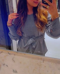 RARE Black &amp; White Checked Cinched Waist Top