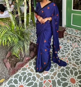 Elegant Blue Embroidered Saree