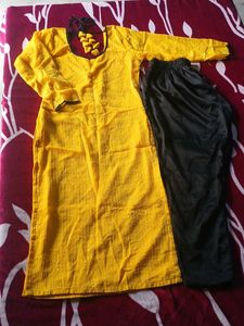 Yellow Kurta with Black Pants