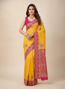 kota doria Embroidered Saree Border
