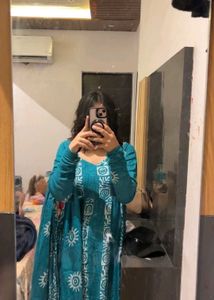 Teal Printed Kurta with Dupatta