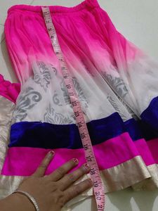 Designer Pink &amp; White Ombre Lehenga Choli