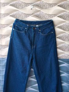 Classic Blue Wide Leg Denim Jeans