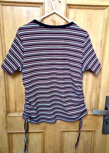 Striped Tee with Drawstring Detail