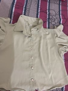 Chic Ruffled Light Green Blouse