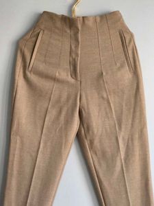 Tan High-Waisted Trousers Zara