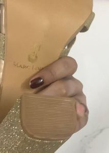 Chic Sparkly Gold Block Heels Sandals