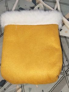 ✨ Cute Mustard Faux Fur Sling Bag